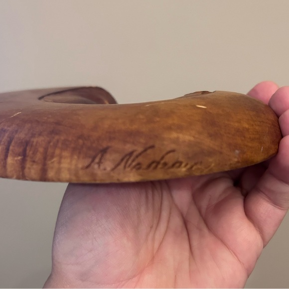 Vintage Fait a la Main Quebec Mother Child Handmade Wooden Plaque Albert Nadeau - Picture 4 of 4